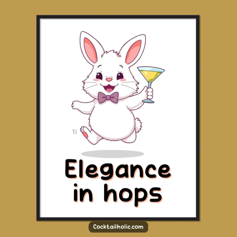 Funny Martini Bunny Poster: Elegant Hop-tini Art for Chic Spaces Gift