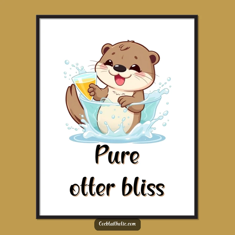 Funny Otter Poster: Playful Wall Art for Cocktail Lovers Funny Gift