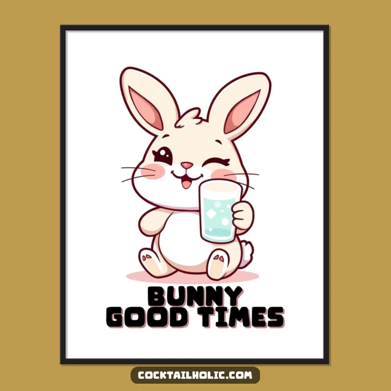 Funny Rabbit Poster: Cheerful Wall Art for Cocktail Lovers Funny Gift