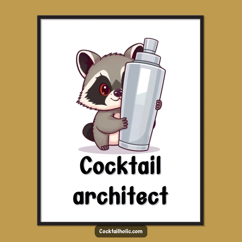 Funny Raccoon Poster: Mischievous Shaker Art, Quirky Funny Gift Decor