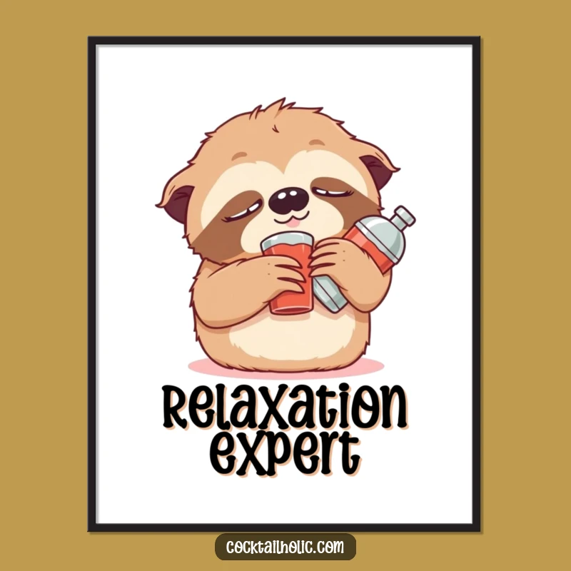Funny Sloth Cocktail Poster: Bring Slow-Motion Humor to Your Walls!