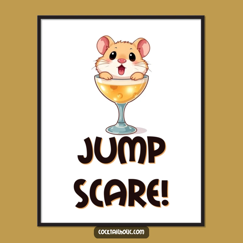 Funny Surprised Hamster Cocktail Glass Poster - Shocking Wall Art