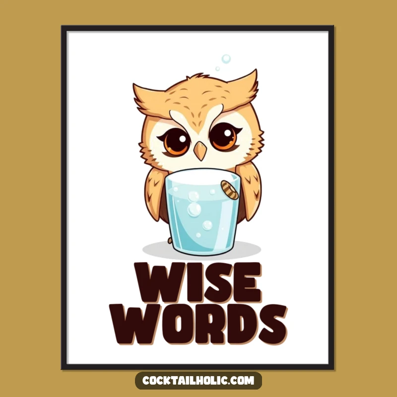 Funny Owl Drink Poster: Intriguing Art, Perfect Funny Gift for Any Room