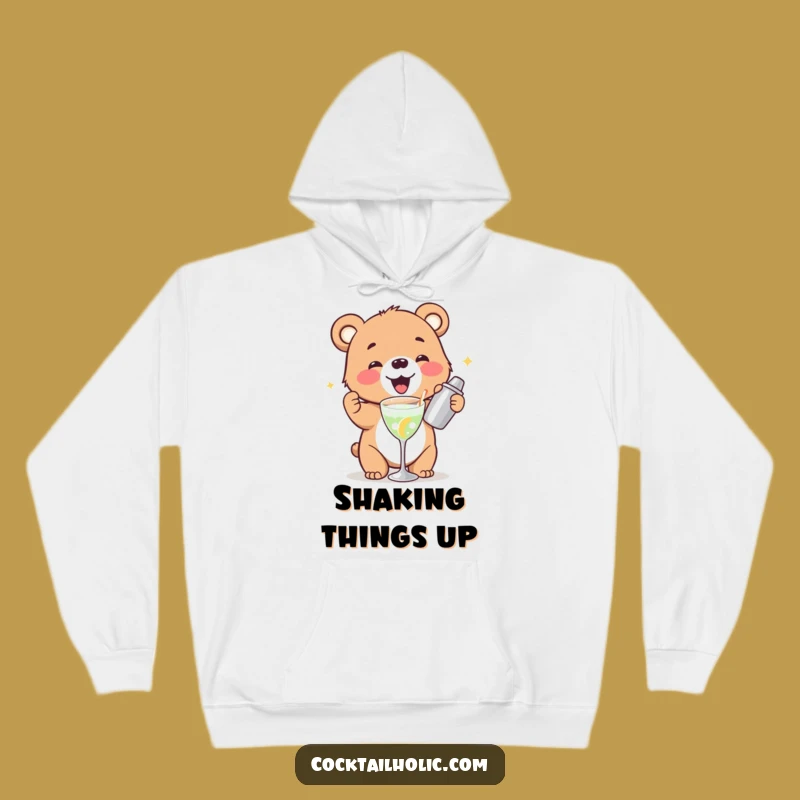 Cozy Funny Bear Cub Cocktail Shaker Hoodie: Warm Up with Humor and Style