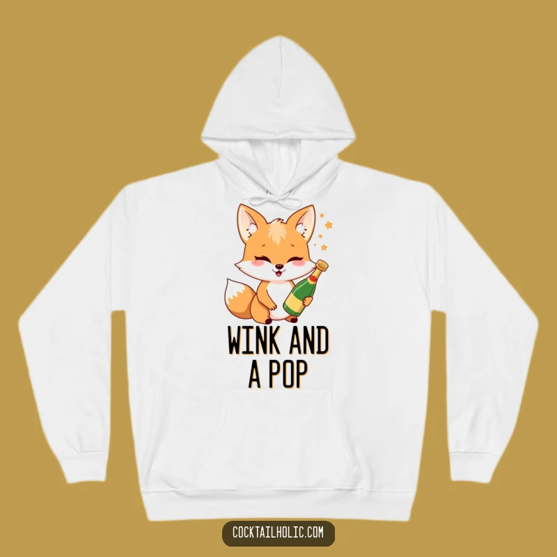 Cozy Funny Fox Champagne Hoodie: Warm & Hilarious Celebration Apparel, Unique Gift