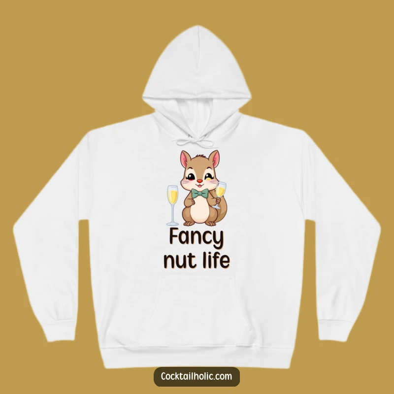 Funny Fancy Squirrel Champagne Hoodie - Dapper Animal Sweatshirt Gift