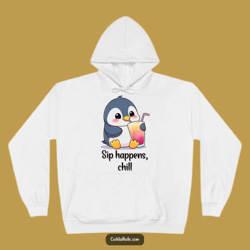 Funny Penguin Sipping Hoodie: Cozy Up with Cute & Hilarious Comfort