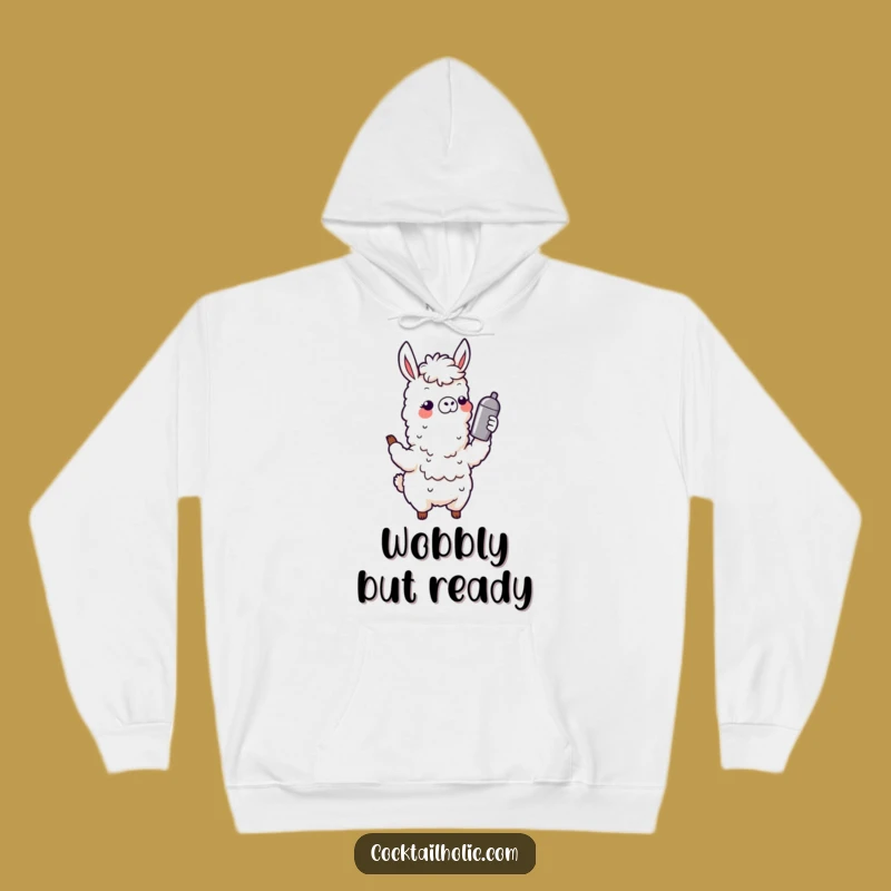 Funny Wobbly Llama Hoodie: Cozy Up with a Hilarious Cocktail Shaker