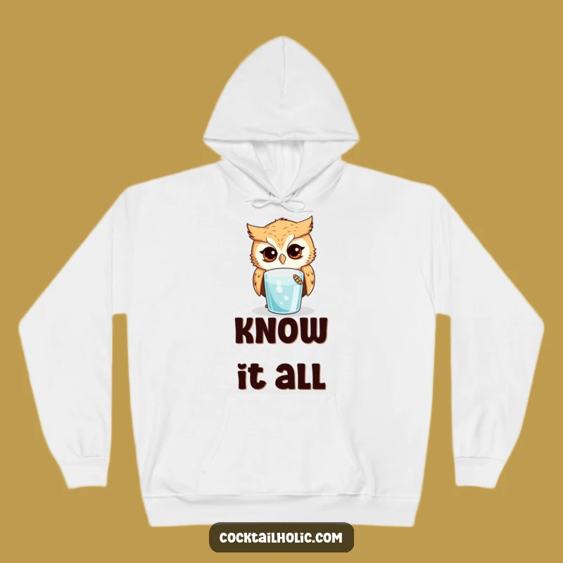 Funny Owl Drink Hoodie: Cozy & Curious, Perfect Funny Gift for Warmth & Wit