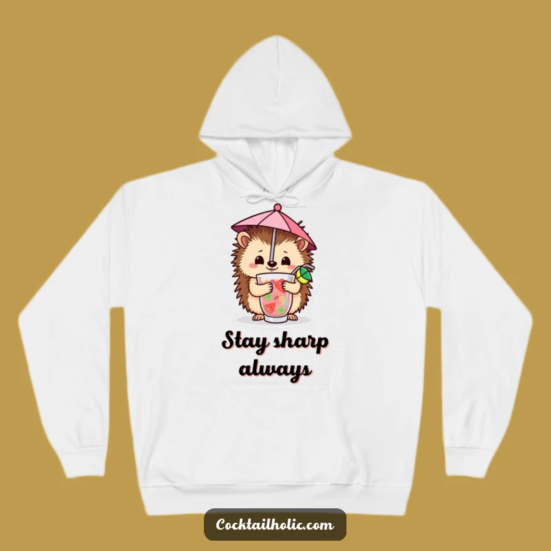 Funny Hedgehog Cocktail Hoodie: Cozy Tropical Vibes for Chilly Days!