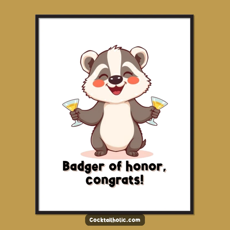 Funny Free Printable Wall Art: Juggling Badger Cocktails - Downloadable Decor