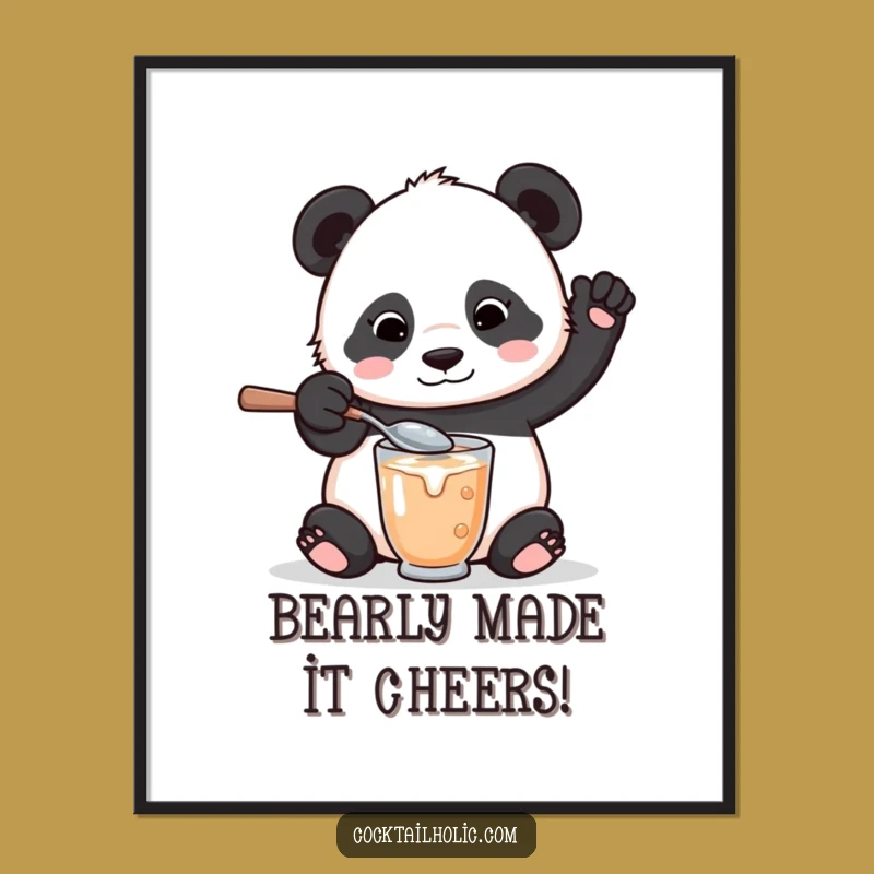 Free Printable Panda Mixologist Wall Art - Funny Downloadable Decor for Playful Spaces
