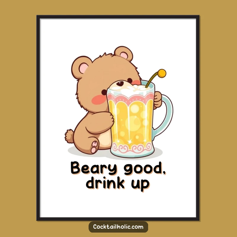 Funny Free Printable Wall Art: Bear Cub's Cocktail Caper Decor!