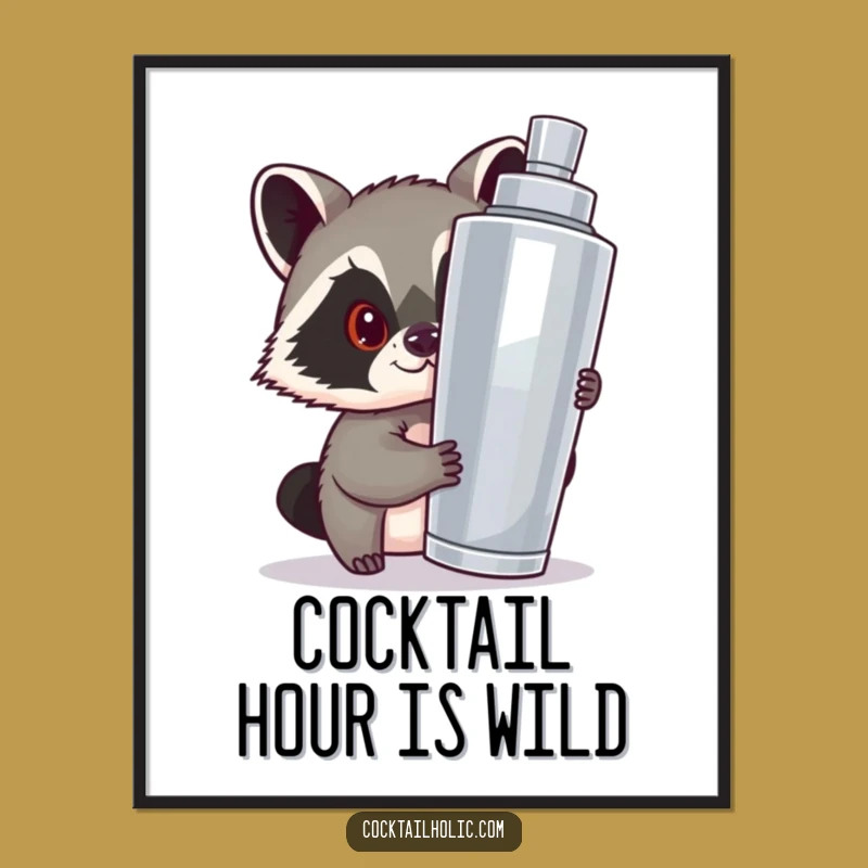 Free Printable Raccoon Wall Art: Cocktail Chaos, Humorous Art Download