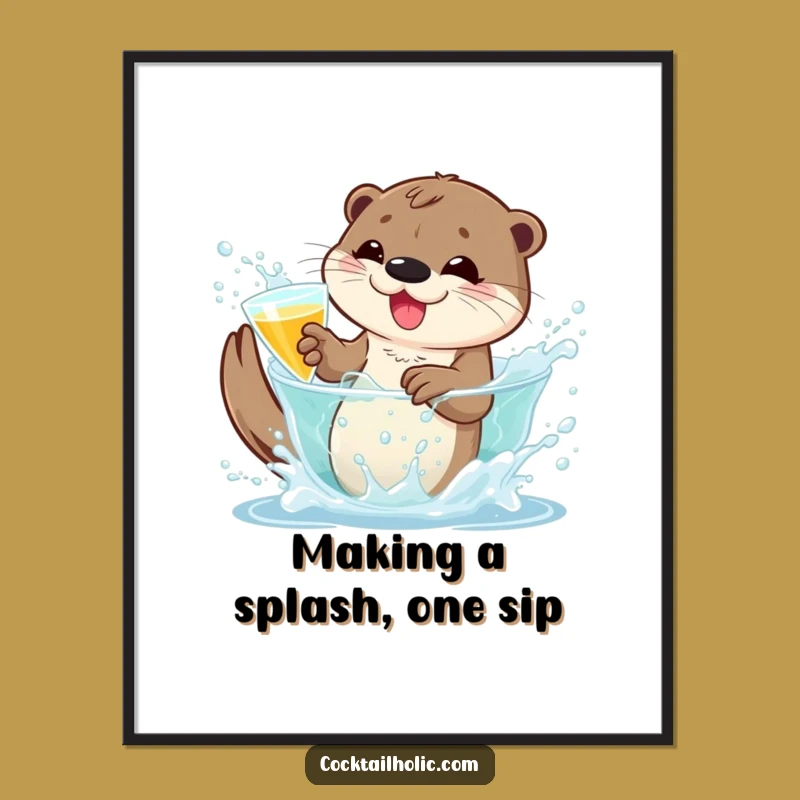 Free Printable Otter Wall Art: Splashy Cocktail Fun Downloadable Decor