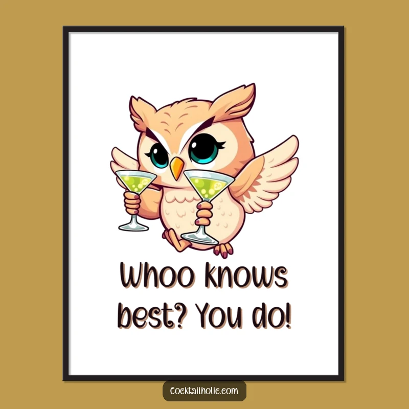 Free Printable Owl Martini Art – Funny Downloadable Wall Decor!