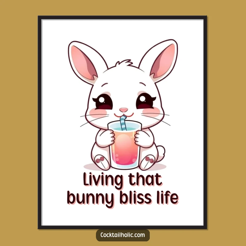 Free Printable Rabbit Wall Art: Chill Vibes, Relaxed Art Download