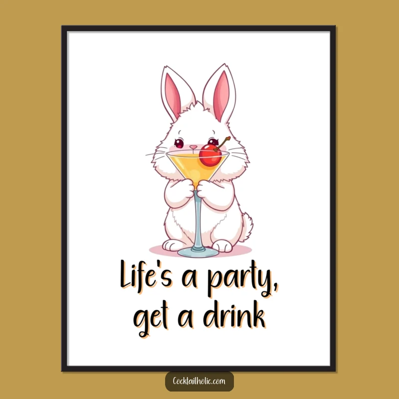 Free Printable Wall Art: Bunny Martini - Funny DIY Downloadable Decor