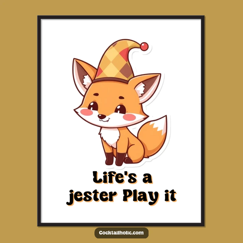 Free Printable Wall Art: Mischievous Jester Fox! Whimsical Downloadable Decor