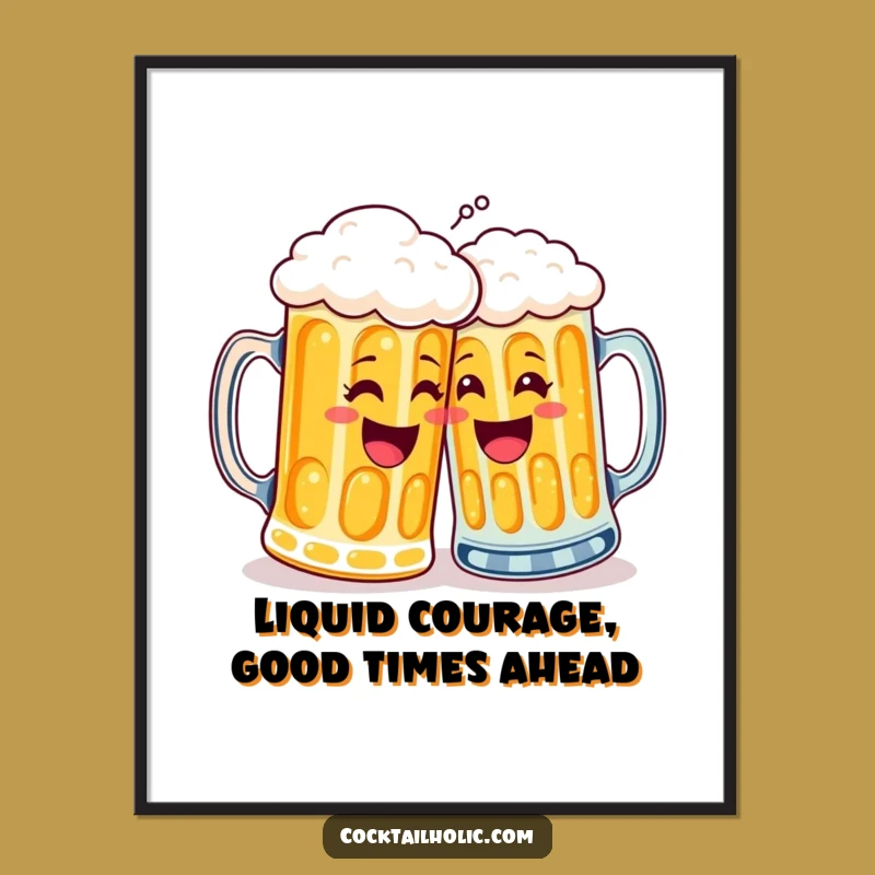 Funny Free Printable Wall Art: Beer Mug High-Five - Humorous Downloadable Decor DIY Gift