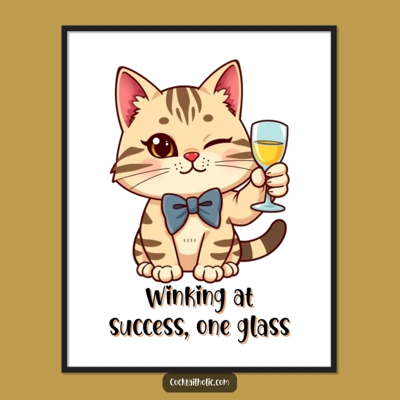 Funny Free Printable Wall Art: Dapper Cat Toast - Sophisticated Downloadable Decor