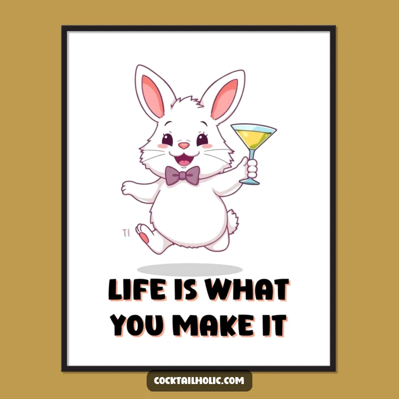 Funny Free Printable Wall Art: Martini Bunny Quirky Downloadable Decor