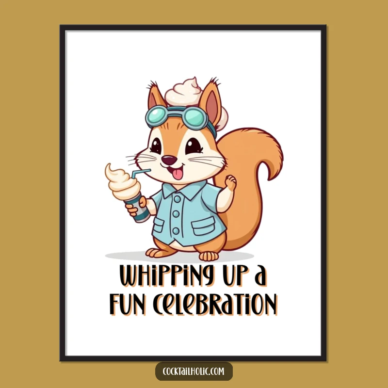Funny Free Printable Wall Art: Squirrel Mixologist - Playful Downloadable Decor