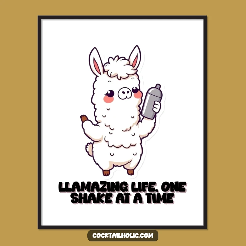 Funny Free Printable Wall Art: Wobbly Llama Cocktail Shaker - Quirky Downloadable Decor