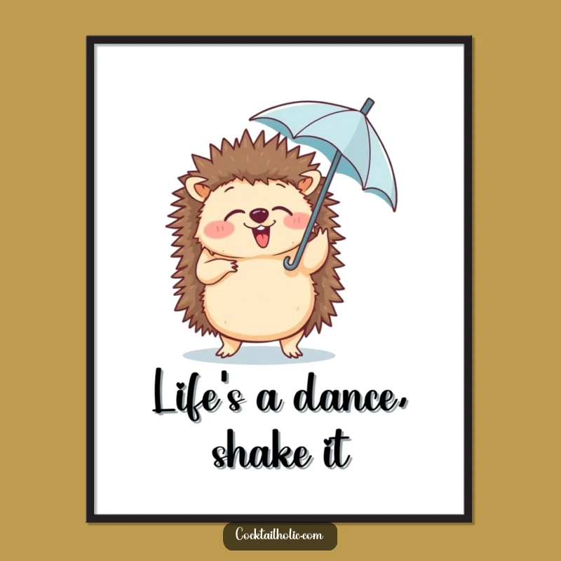 Free Printable Wall Art: Dancing Hedgehog Decor, Funny Download