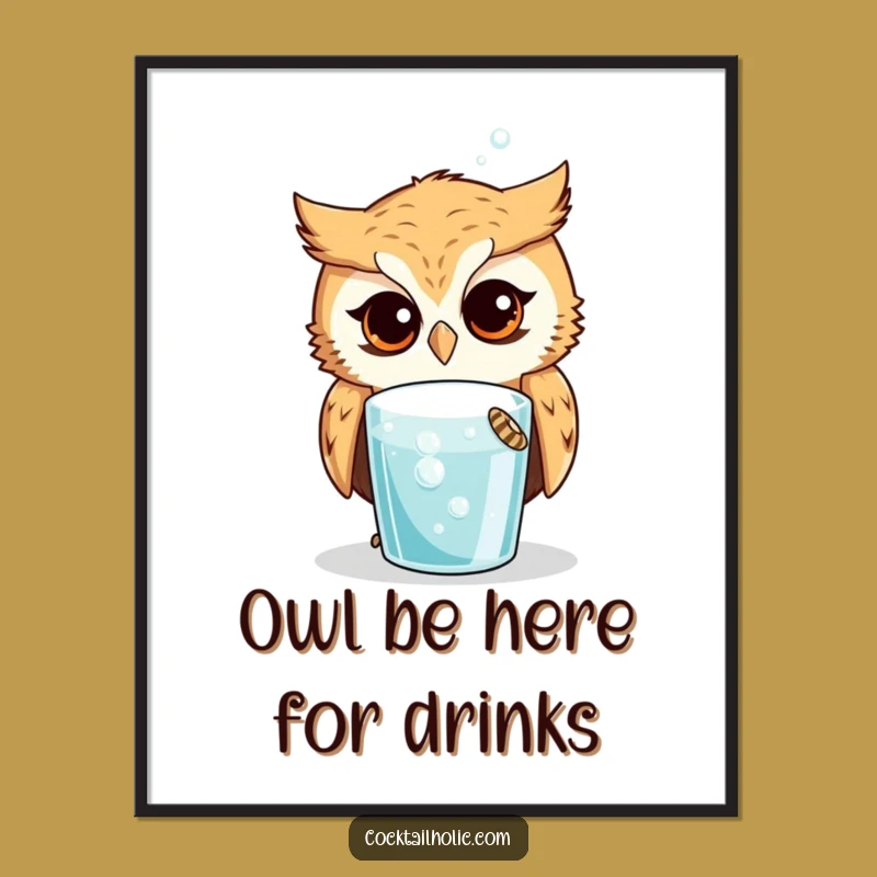 Free Printable Owl Drink Wall Art: Curious & Quirky Downloadable Art for Your Space