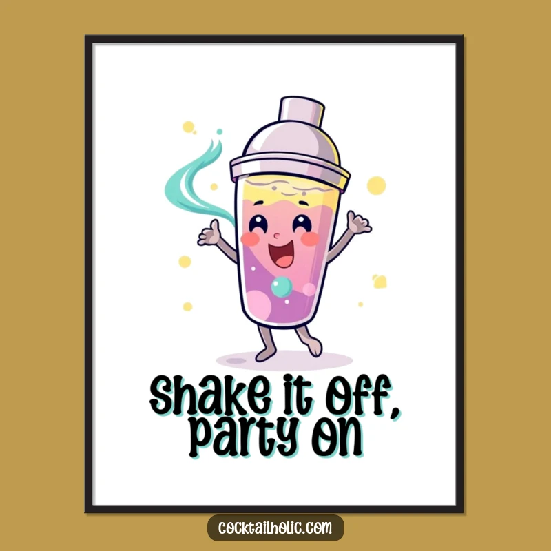 Free Printable Wall Art: Dancing Cocktail Shaker, Humorous Downloadable Bar Decor