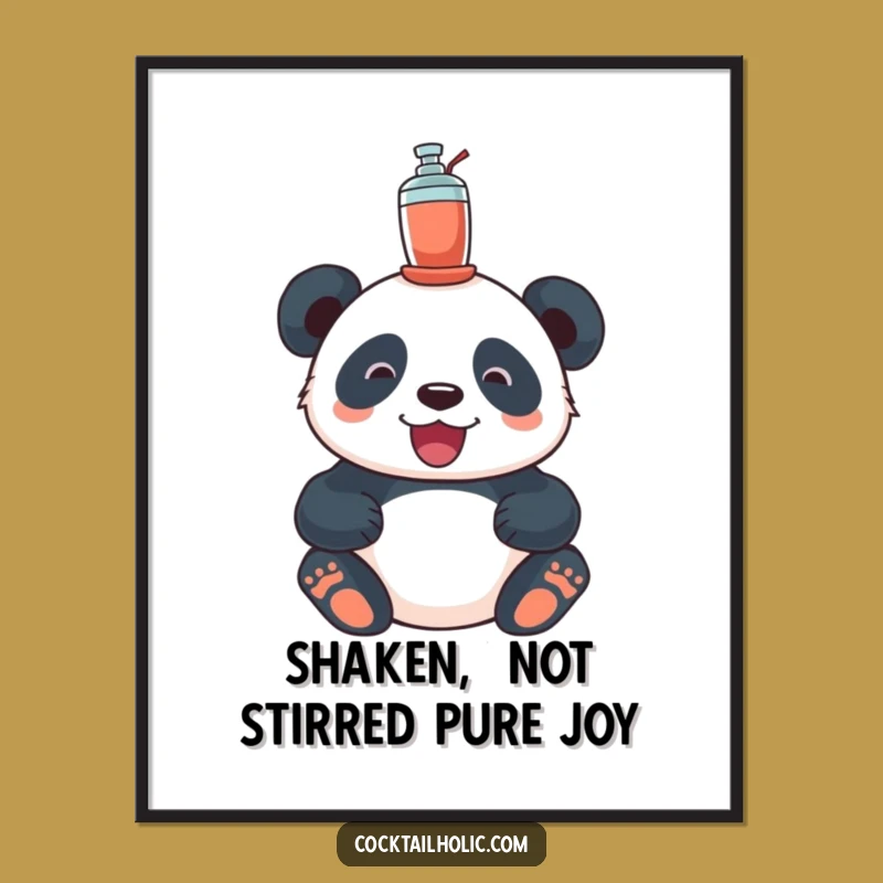Funny Free Printable Wall Art: Panda Cocktail Shaker Downloadable Art Print