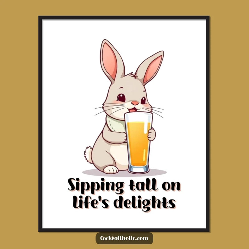 Funny Free Printable Wall Art: Bunny Tall Drink - Cute Downloadable Decor