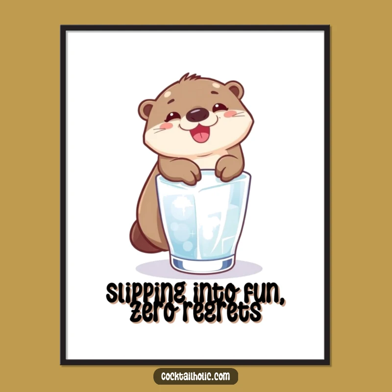 Funny Free Printable Wall Art: Otter Ice Slide - Whimsical Downloadable Decor