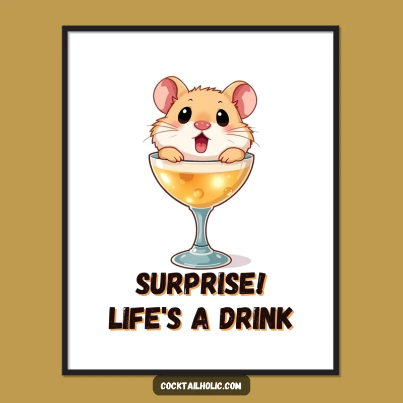 Funny Free Printable Wall Art: Hamster Cocktail Glass Downloadable Art Print