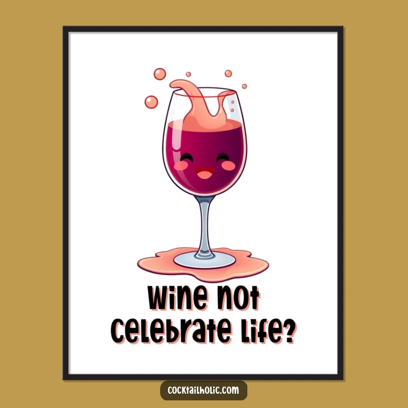 Free Printable Wall Art: Overflowing Wine Glass, Humorous Downloadable Decor