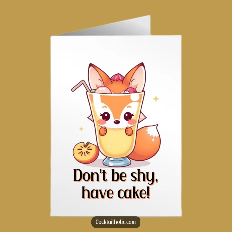 Free Printable Fox Birthday Card: Shy Cheers Downloadable Surprise