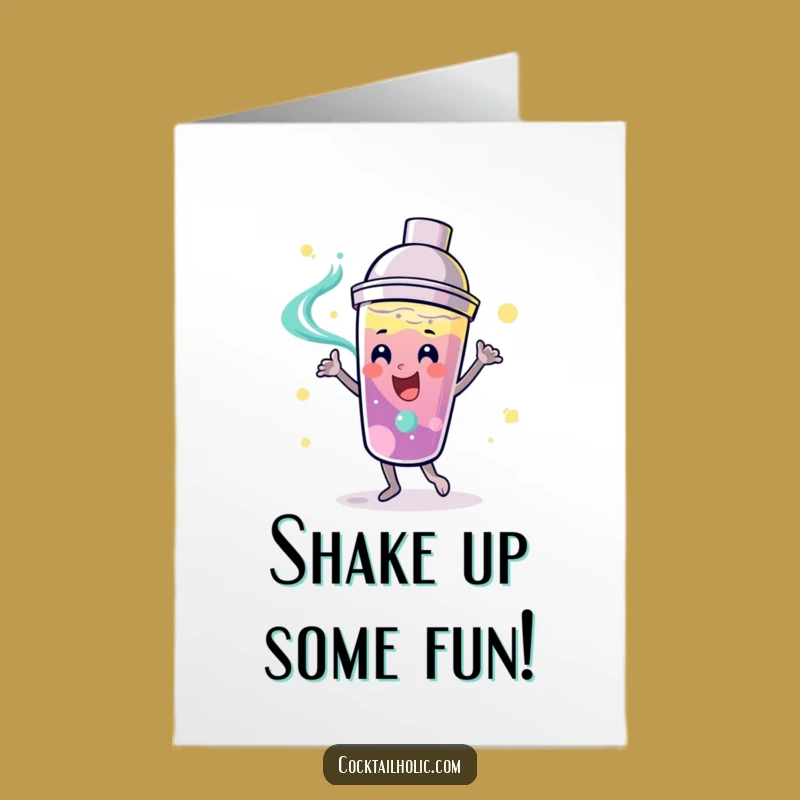 Free Printable Birthday Card: Dancing Cocktail Shaker, Fun Downloadable Party Gift