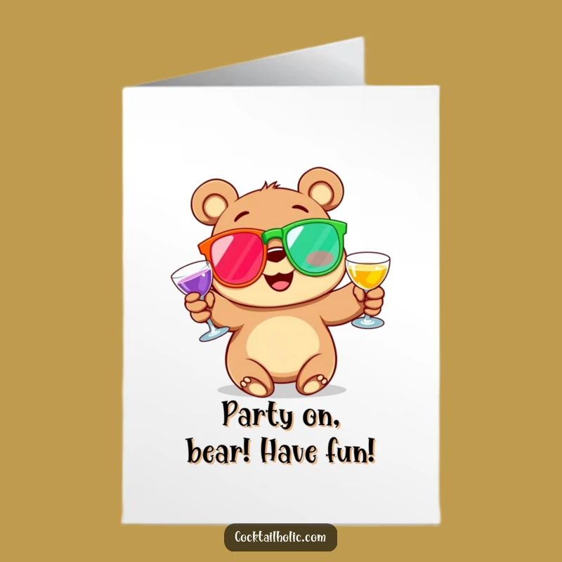 Free Printable Birthday Card: Funny Bear Juggling Cocktails! Perfect Downloadable Gift