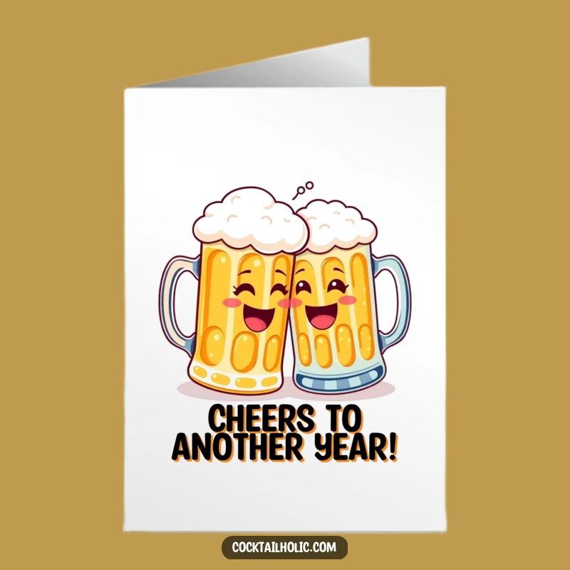 Free Printable Birthday Card: Funny Beer Mug High-Five - Humorous DIY Downloadable Gift