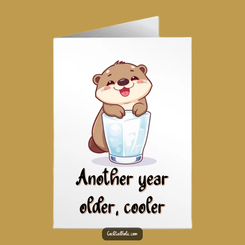 Free Printable Birthday Card: Joyful Otter Ice Slide - Fun Downloadable Gift
