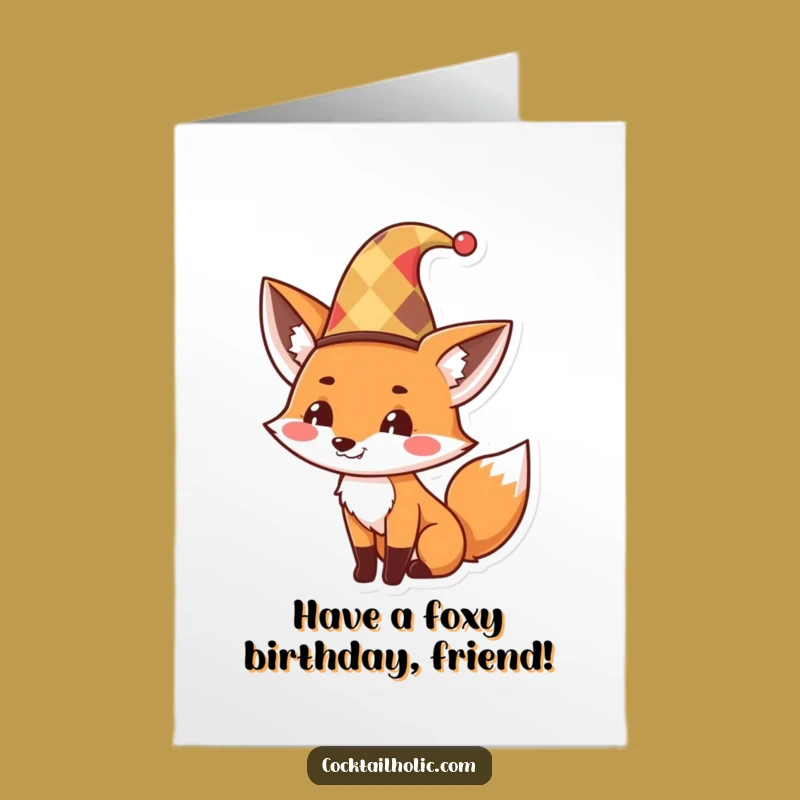 Free Printable Birthday Card: Mischievous Fox Jester! Funny Downloadable Gift