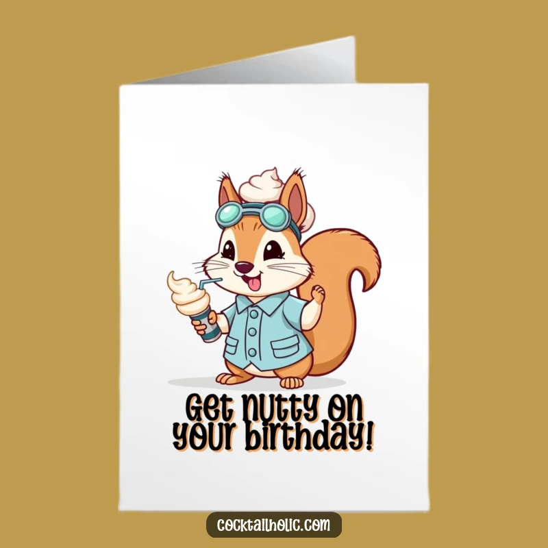 Free Printable Birthday Card: Squirrel Mixologist - Fun Downloadable Gift