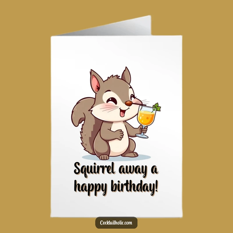 Free Printable Birthday Card: Squirrel's Balancing Act - Funny Downloadable Gift