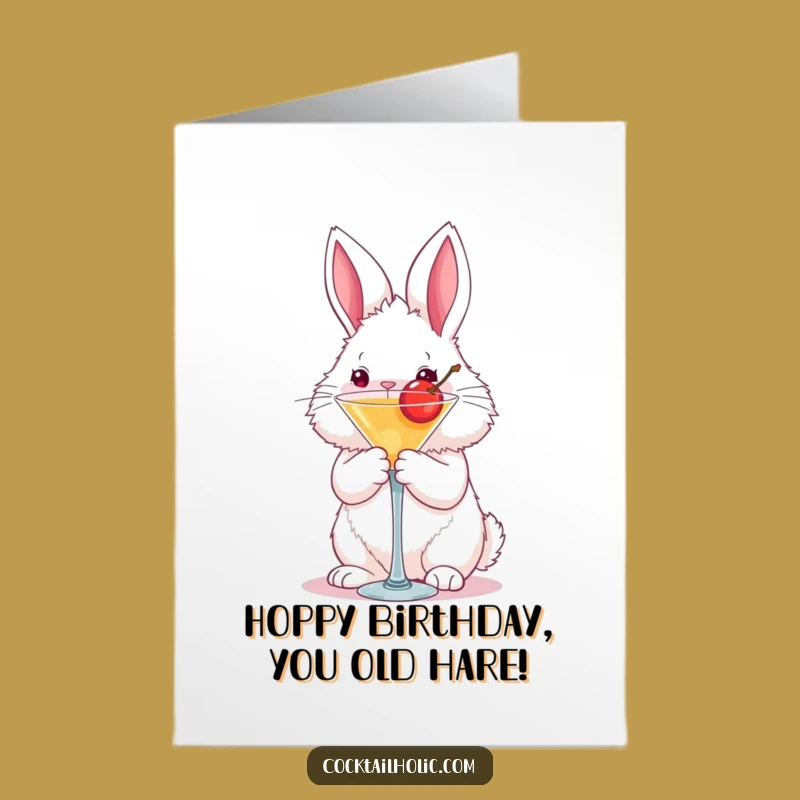 Free Printable Bunny Martini Birthday Card - Funny Downloadable Gift
