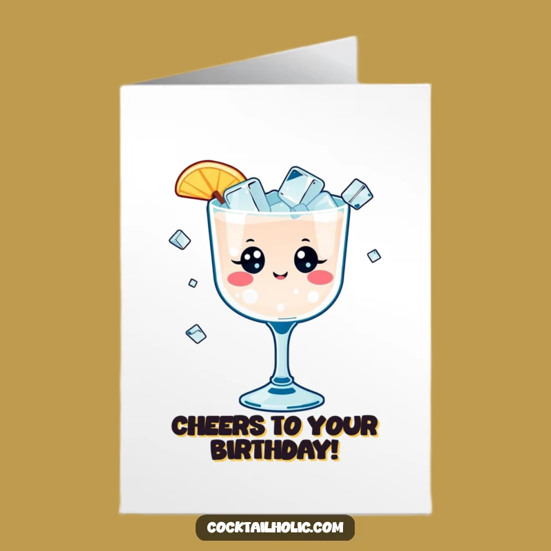 Free Printable Funny Birthday Card: Kawaii Cocktail Juggling Ice Cubes Gift