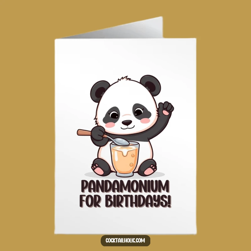 Free Printable Panda Mixologist Birthday Card - Funny Downloadable Gift for Clumsy Fun