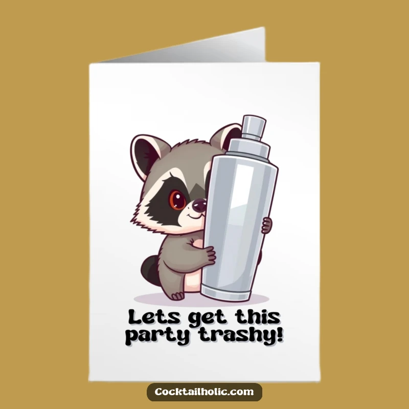 Free Printable Raccoon Birthday Card: Cocktail Chaos Downloadable Gift