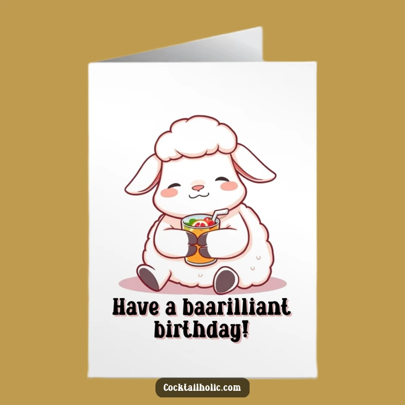 Free Printable Sheep Birthday Card: Relax & Unwind with a Fruity Drink!