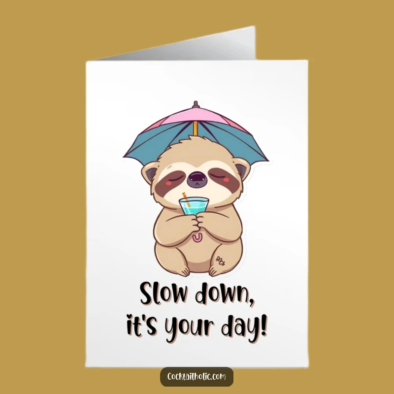 Free Printable Sloth Birthday Card: Funny Sleepy Guy Downloadable Gift